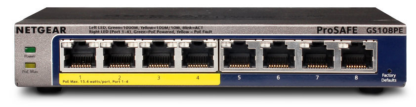 Switch Netgear 
GS108PE 8x1000mb 4XPOE