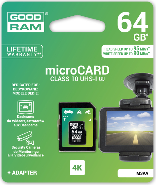 KARTA PAMIĘCI MICRO SD GOODRAM UHS1 CL10 U3 64GB + ADAPTER