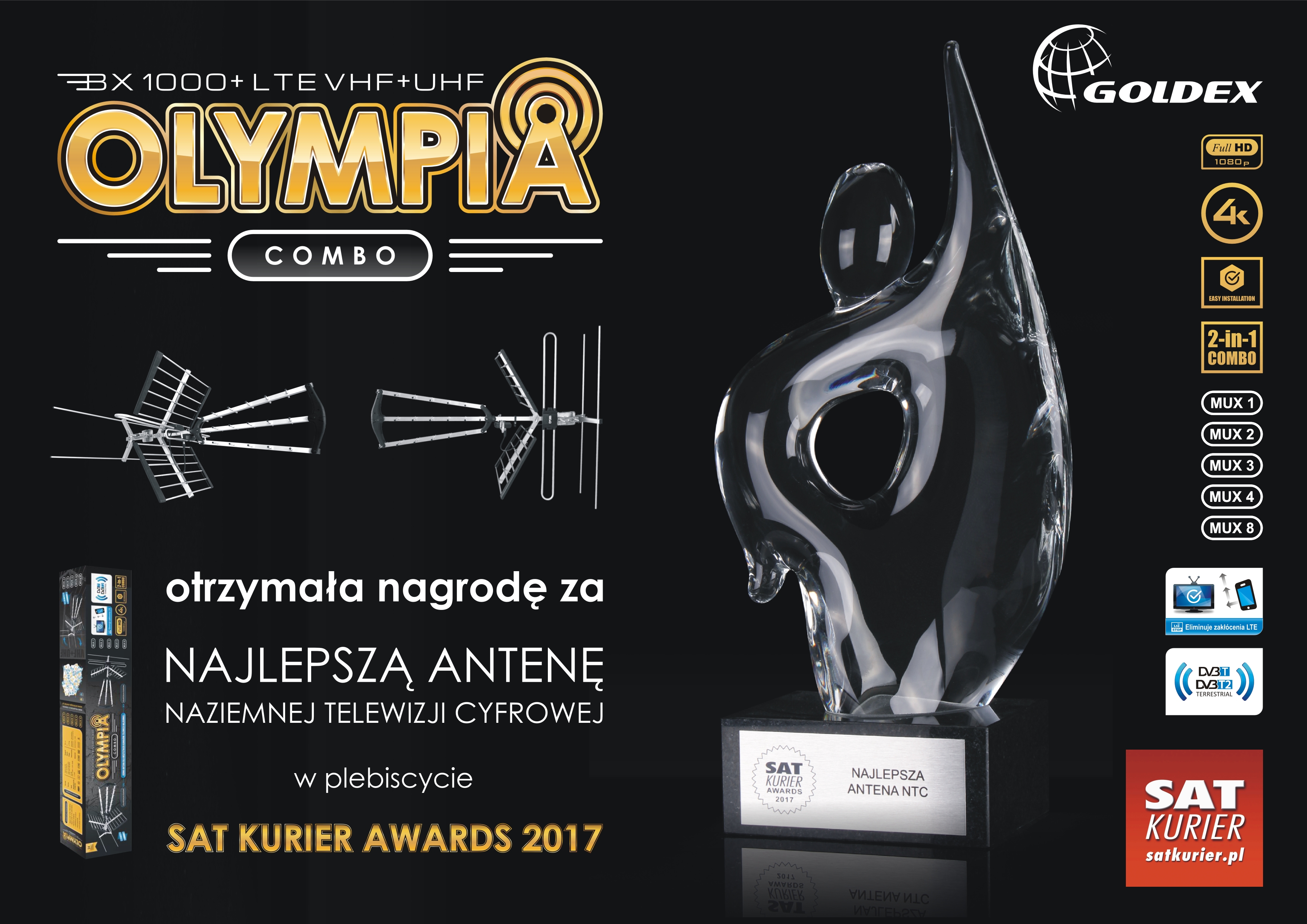 Antena DVB-T 1000+ LTE OLYMPIA COMBO Red Eagle