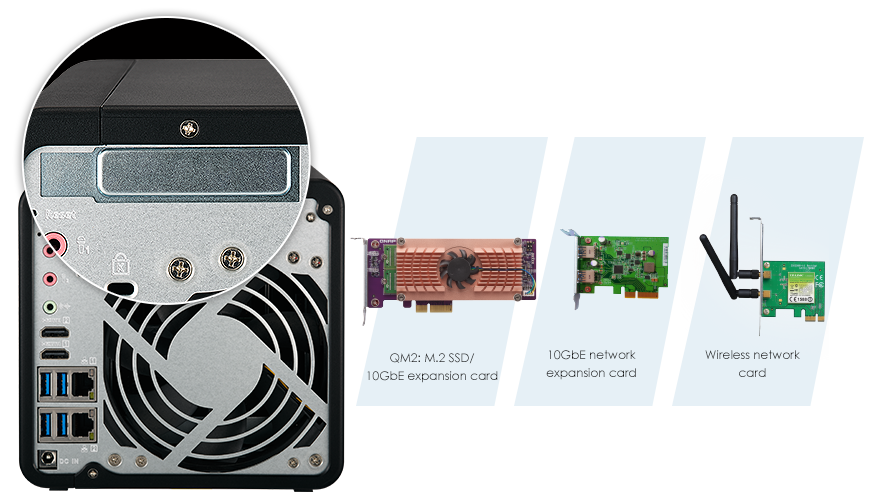 Gniazdo PCIe do rozszerzania możliwości serwera NAS