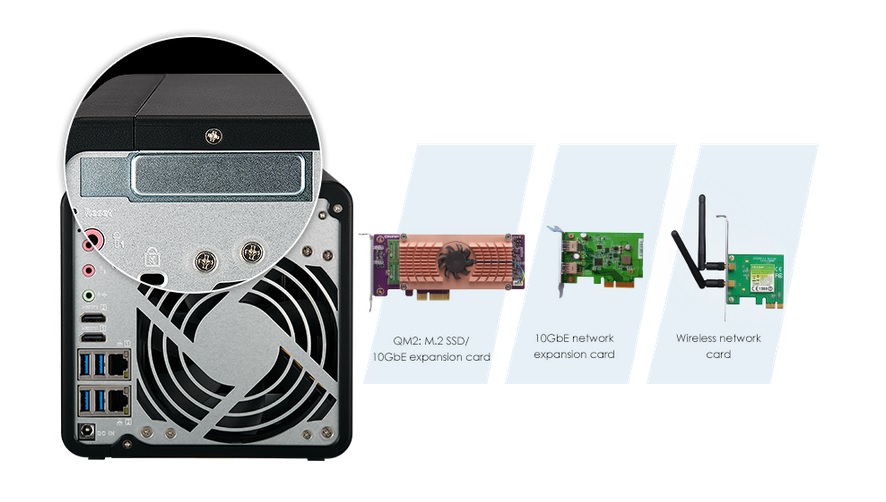 Gniazdo PCIe do rozszerzania możliwości serwera NAS