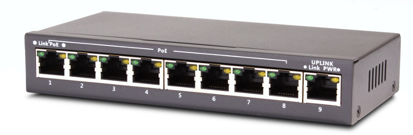 Switch TG-NET P1009D-8POE 
120W (48V 2,5A)
