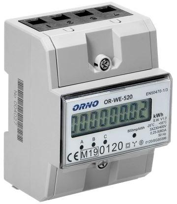OR-WE-520 ORNO 3-fazowy licznik energii elektrycznej z certyfikatem MID, 80A