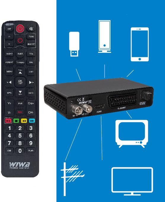 Tuner DVB-T/T2 WIWA H.265 LITE - specyfikacja techniczna: