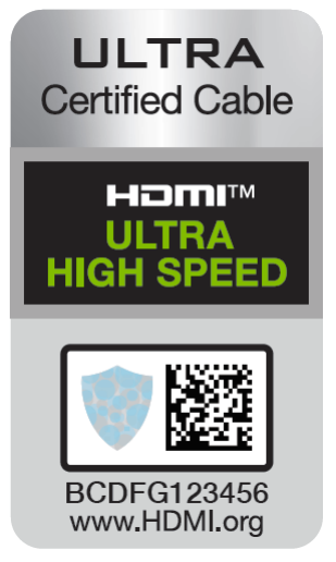 Najwyższa jakość potwierdzona certyfikatem ULTRA HIGH SPEED wydanym przez: HDMI Licensing Administrator Inc.