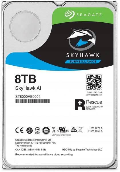 Dysk HDD do rejestratora SEAGATE SkyHawk™ AI ST8000VE001 8TB - inteligentna, bezpieczna, pewna pamięć masowa!