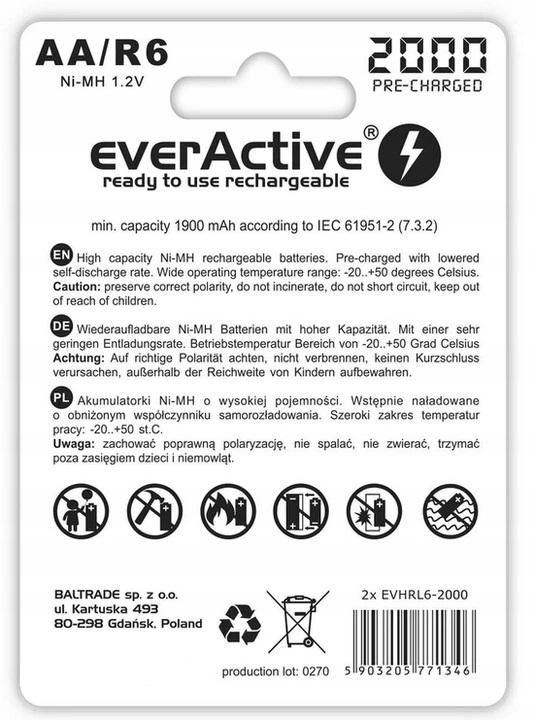 Akumulatorki R6 / AA Ni-MH everActive 2000mAh (box 2 szt.)