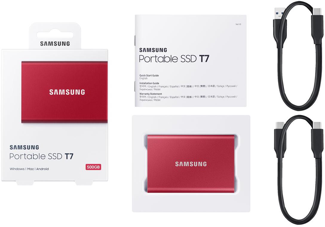 Dysk zewnętrzny SSD Samsung Portable T7 500GB USB 3.2 Czerwony