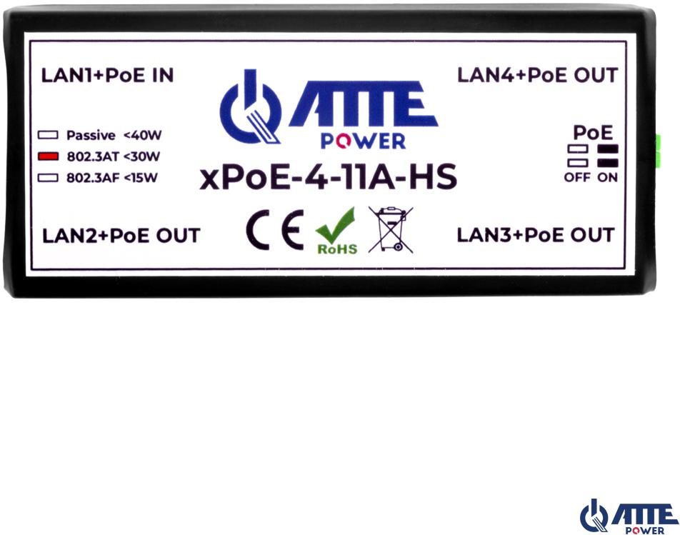 Switch PoE 4 portowy 10/100Mbps ATTE xPoE‑4‑11A‑HS