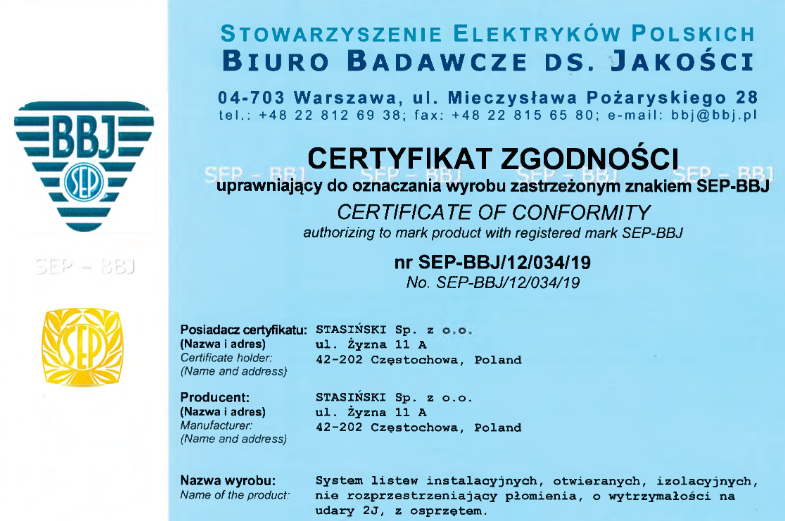 Certyfikacja biura badawczego do spraw jakości SEP