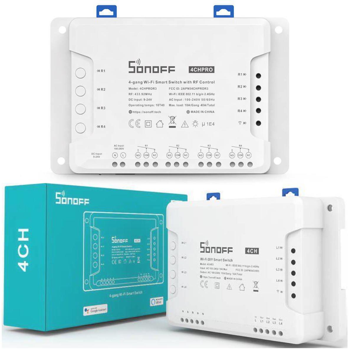 SONOFF: STEROWNIK 4-kanałowy 10A NO/NC/Beznapięciowy Wi-Fi 4CHPROR3