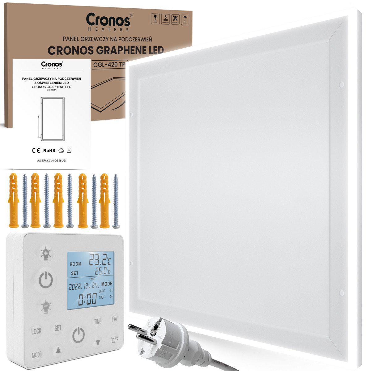 Panel grzewczy IR CRONOS® Graphene LED CGL-420TP White Cool - najważniejsze cechy promiennika podczerwieni: