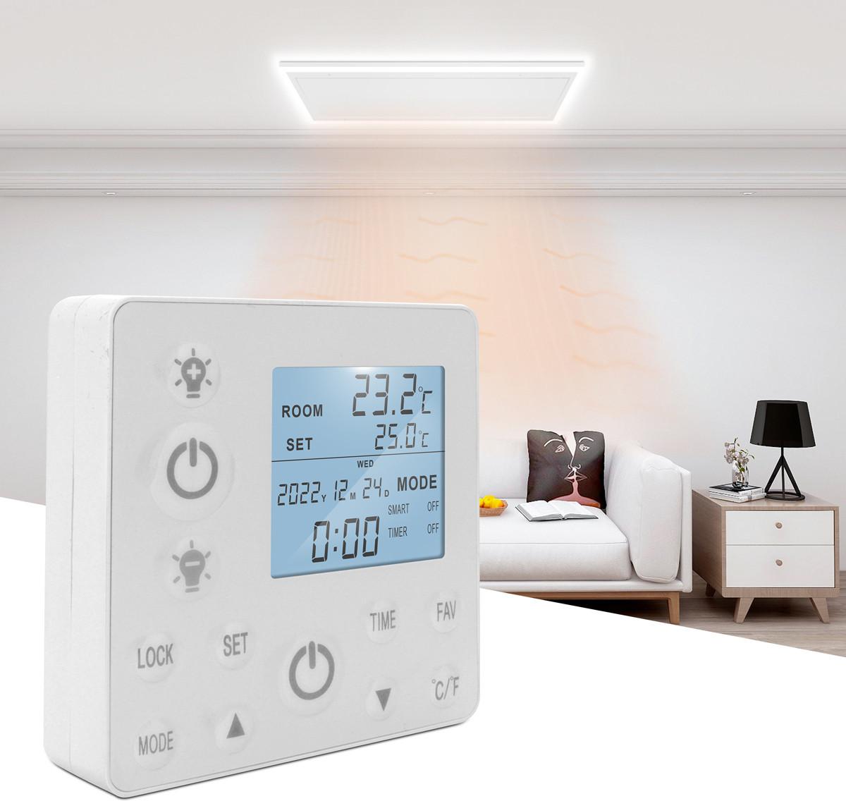 Grafenowy panel grzewczy IR z podświetlaną ramą LED Cronos® 420W + termostat + akcesoria montażowe