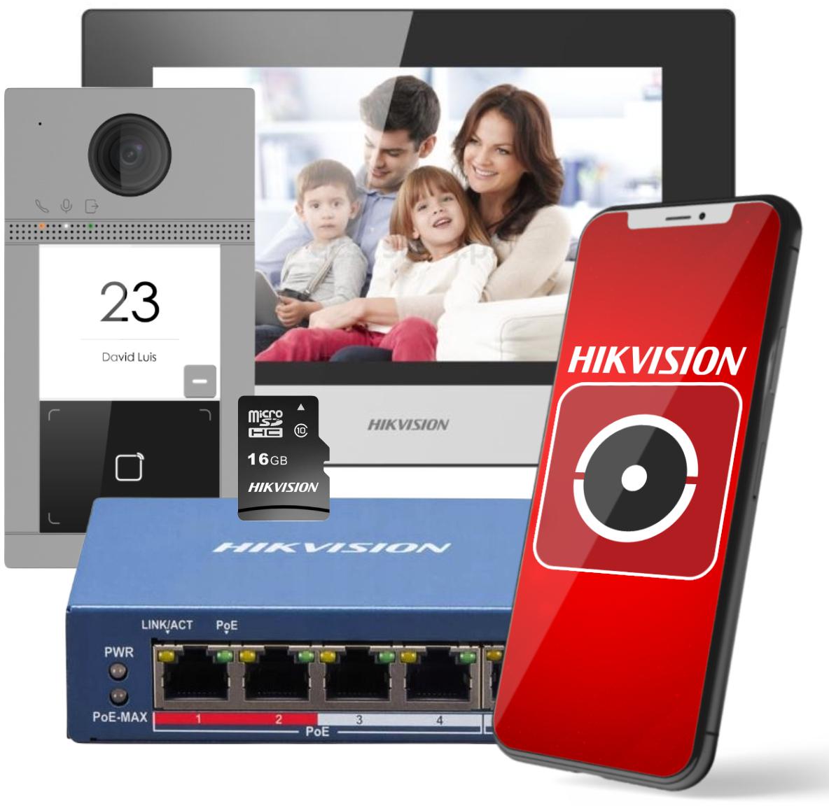 Najważniejsze cechy 1-rodzinnego zestawu wideodomofonowego HikVision KIT-IP-PL604 / DS-KIS604-P(B):