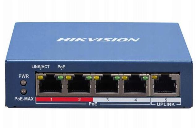 Switch PoE 4+1 HikVision DS-3E0105P-E/M(B) - zagwarantuj sobie wygodne zasilanie swojego zestawu wideodomofonowego HikVision!