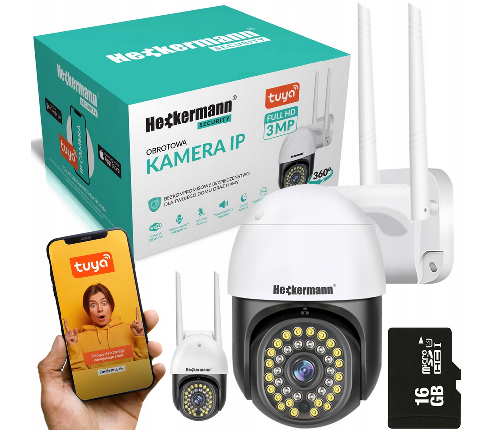 KAMERA IP ZEWNĘTRZNA OBROTOWA WIFI TUYA Z KARTĄ SD