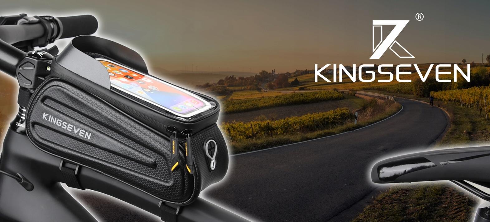 WODOODPORNA ORYGINALNA TORBA ROWEROWA MARKI KINGSEVEN® WRAZ Z ETUI NA TELEFON oraz WYJŚCIEM NA SŁUCHAWKI: