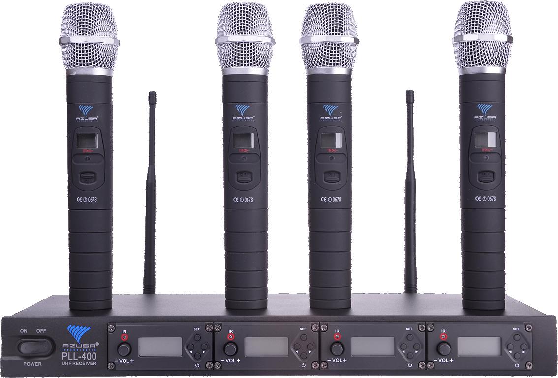 Zestaw 4 mikrofonów Azusa PLL-400 UHF 4 kanały