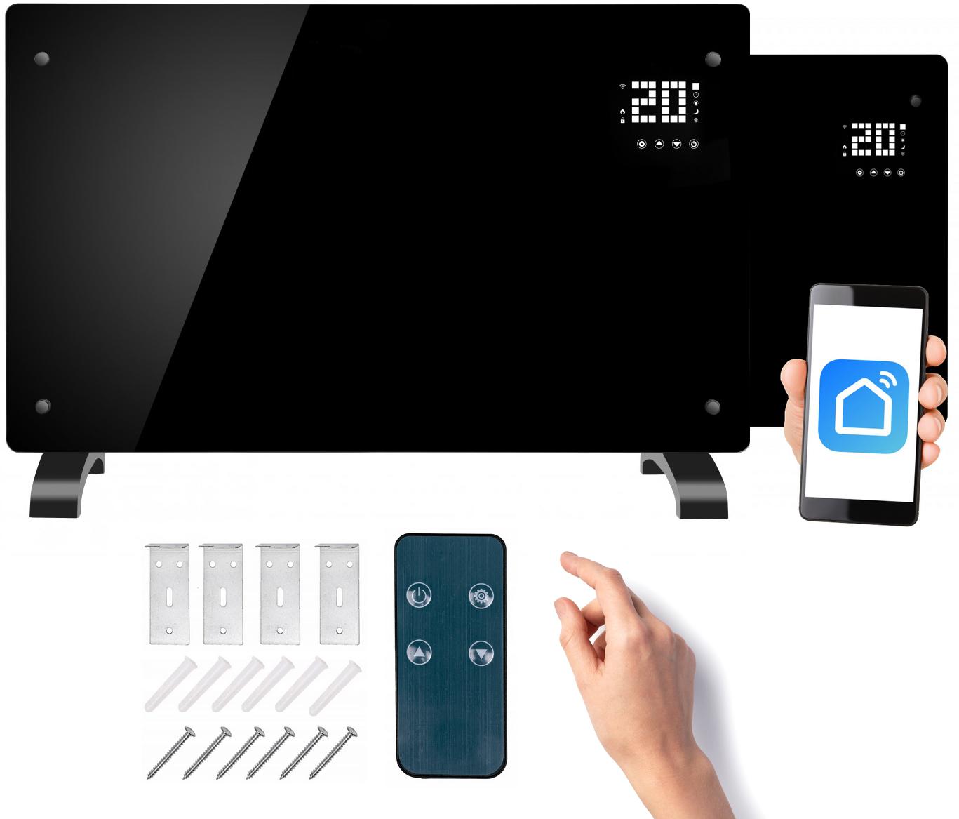 TERMOGLASS PRO 2000W SMART - GRZEJNIK ELEKTRYCZNY (CZARNY) 3ZK20DABLK