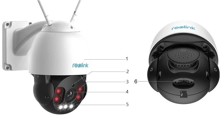 Kamera IP Wi-Fi REOLINK RLC-523WA - schemat budowy urządzenia: