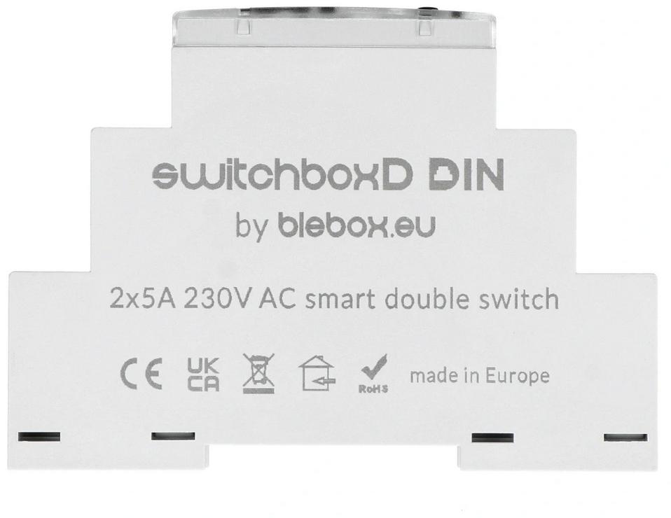 SwitchBoxD DIN - podwójna wersja SwitchBox DIN firmy BleBox, umożliwiająca sterowanie dwoma obwodami do 1,1 kW