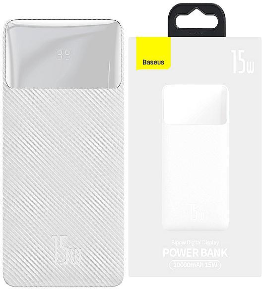 Baseus Bipow Digital Display - Power Bank 10000mAh biały