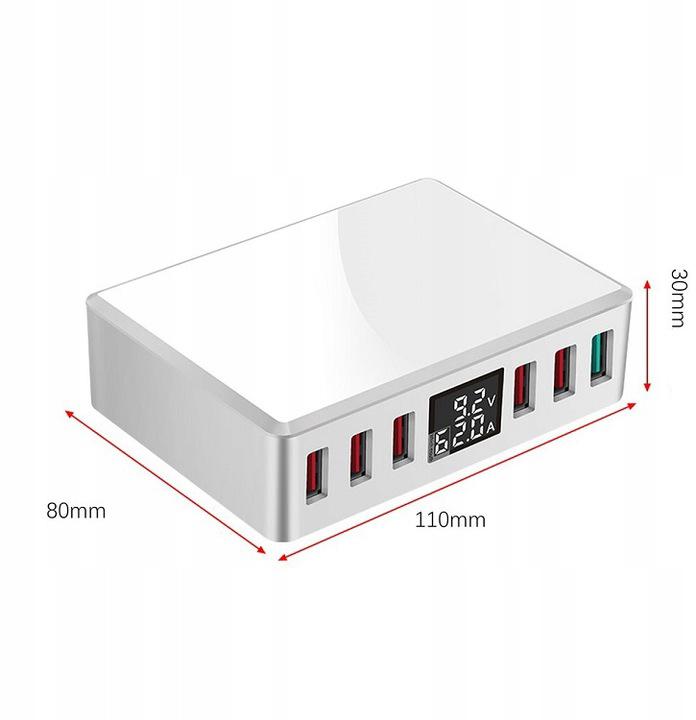 Ładowarka sieciowa WLX-T9+ 6 x USB uniwersalna - specyfikacja: