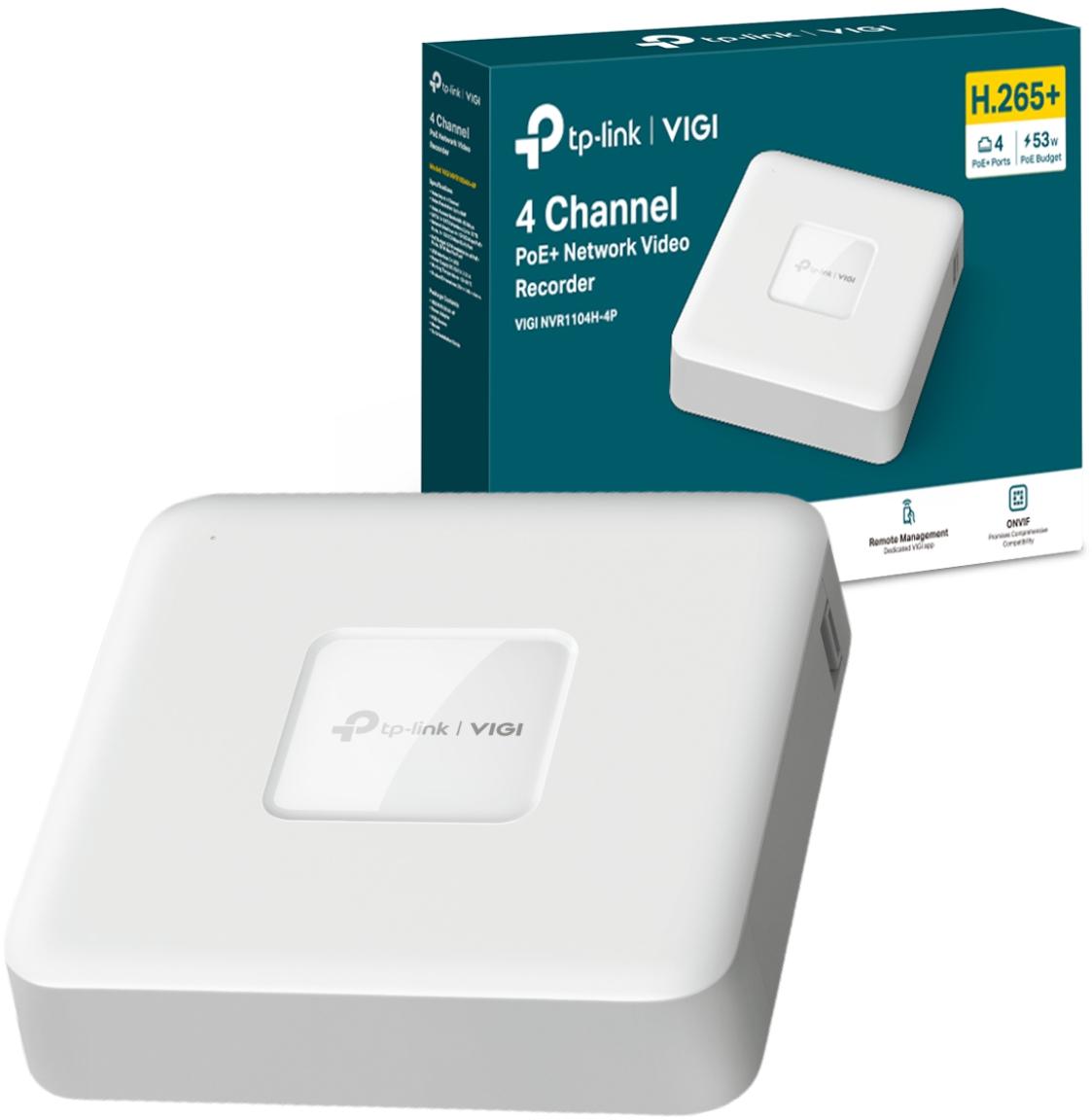 TP-Link VIGI NVR1104H-4P 4-kanałowy sieciowy rejestrator wideo z zasilaniem PoE+ — specyfikacja: