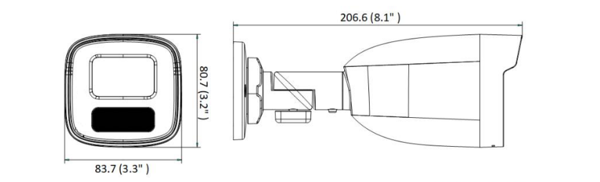 Kamera IP Hilook bullet 2MP IPCAM-B2-30DL- wymiary: