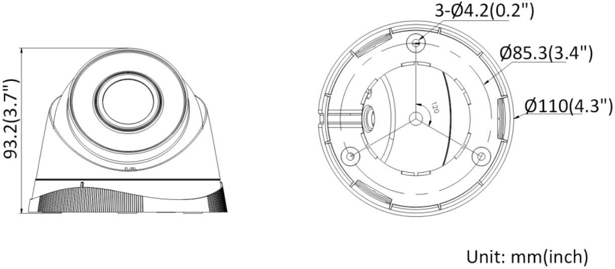 Kamera IP Hilook turret 5MP IPCAM-T5 IR30 2.8mm- wymiary: