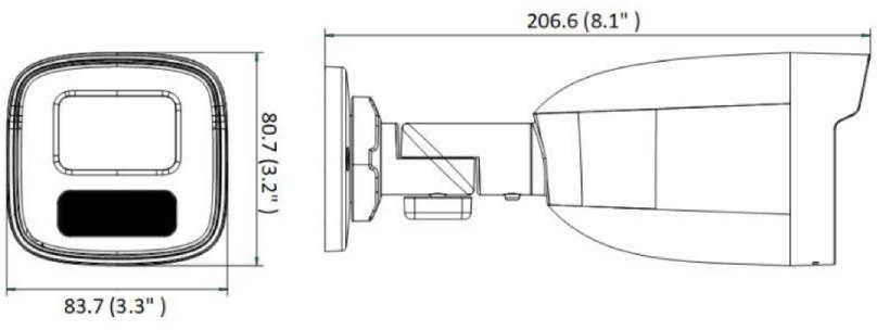 Kamera IP Hilook bullet 2MP IPCAM-B2-50DL - wymiary: