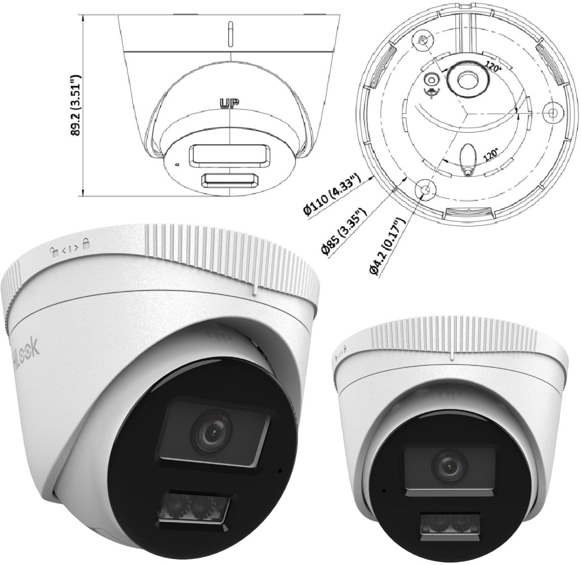 Kamera IP Hilook turret 2MP IPCAM-T2-30DL 2.8mm - wymiary: