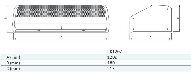 Kurtyna powietrzna Ferono FK120Z bez nagrzewnicy - specyfikacja techniczna i dane :