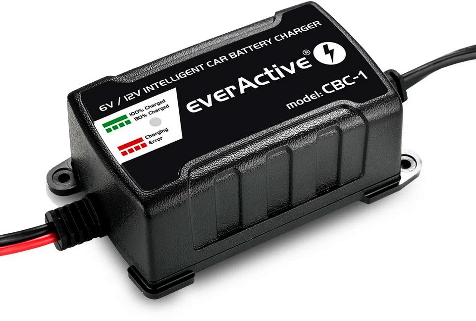 Zalety ładowarki / prostownika do akumulatorów 6V/12V everActive 14V/1A CBC-1: