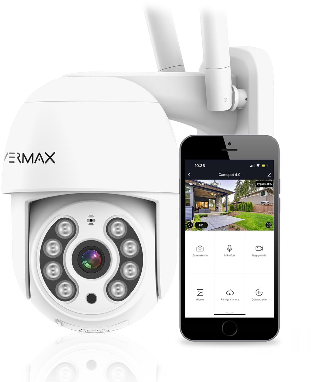 Overmax Camspot 4.0 PTZ 2MPx - obrotowa kamera zewnętrzna z funkcją inteligentnego czuwania