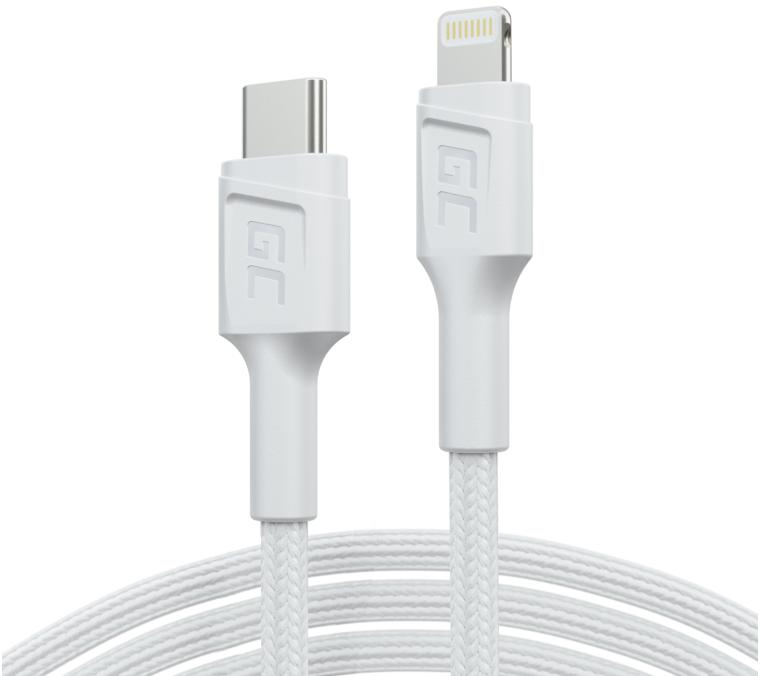 Kabel zasilający z szybkim ładowaniem Power DeliveryUSB-C - Lightning MFi 1m do Apple iPhone Green Cell PowerStream - specyfikacja i dane techniczne: