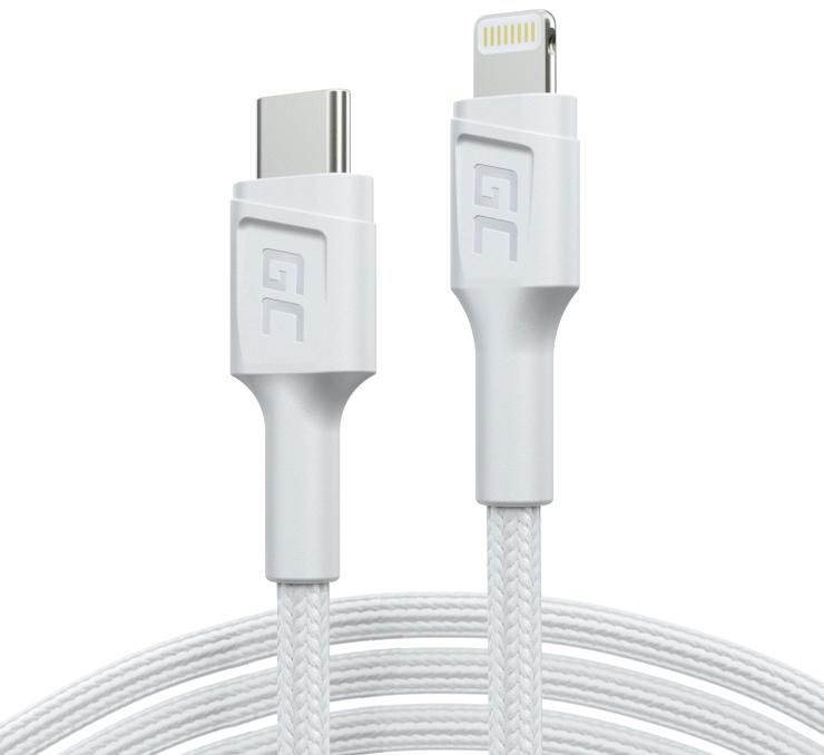 Biały kabel USB-C - Lightning MFi 1m z szybkim ładowaniem Power Delivery do Apple iPhone Green Cell PowerStream - najważniejsze cechy: