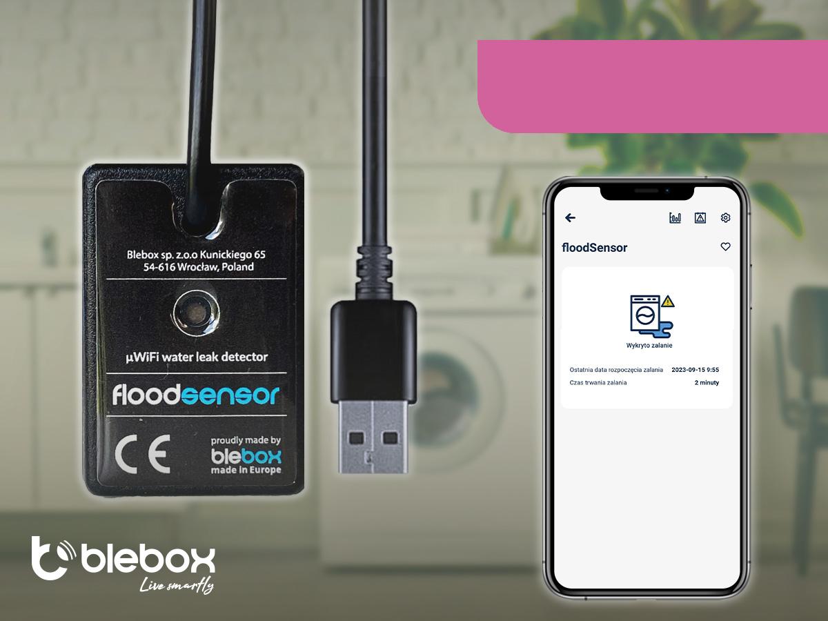 BleBox floodSensor - czujnik zalania / wycieku wody z możliwością kontroli również przez aplikację mobilną