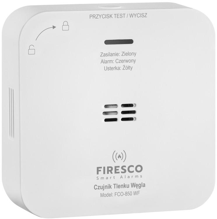 Firesco FCO-850 WF - nowoczesny detektor tlenku węgla z przyciskiem TEST / WYCISZ