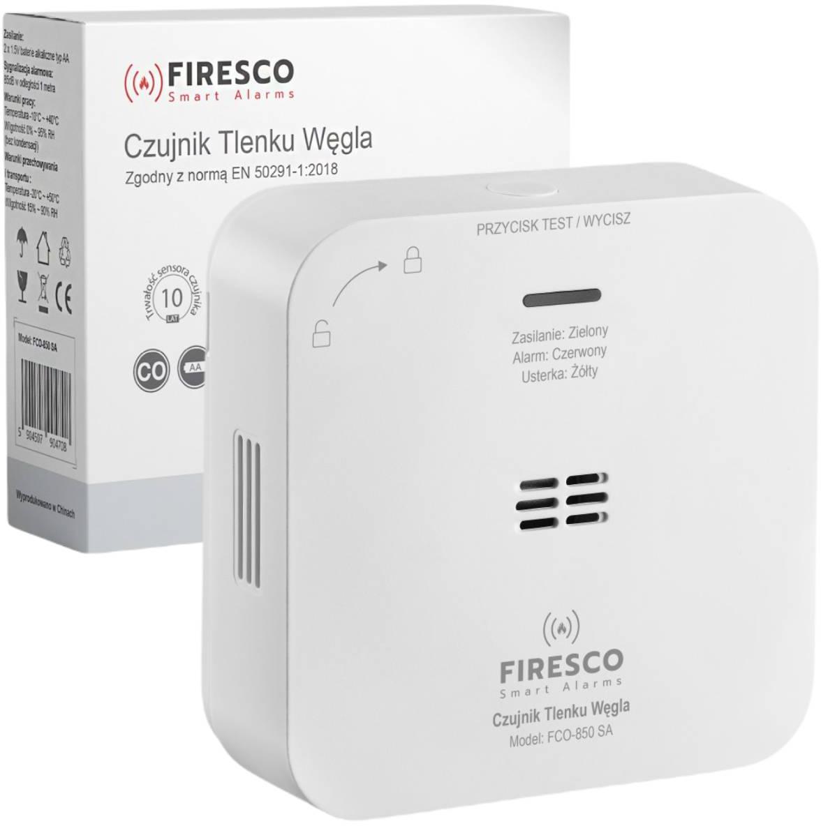 Czujnik czadu z sensorem elektrochemicznym Firesco FCO-850 SA - najważniejsze cechy: