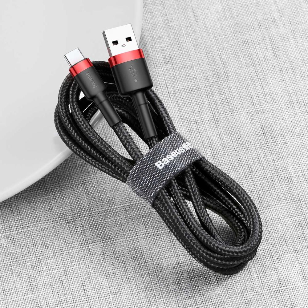 Baseus Cafule Cable USB / USB-C QC3.0 3A 0,5m - wytrzymały kabel ładujący i synchronizujący w nylonowym oplocie