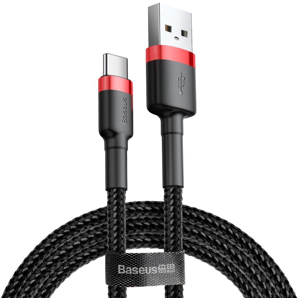 Baseus Cafule Cable USB / USB-C QC 3.0 2A 2 m – nylonowy oplot, odciążniki naprężeń i pasek na rzep