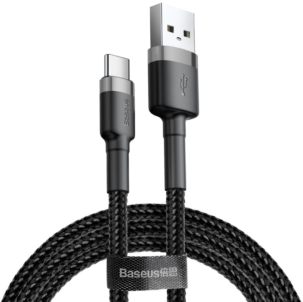 Baseus Cafule Cable USB / USB-C 3 m – nylonowy oplot, odciążniki naprężeń i pasek na rzep
