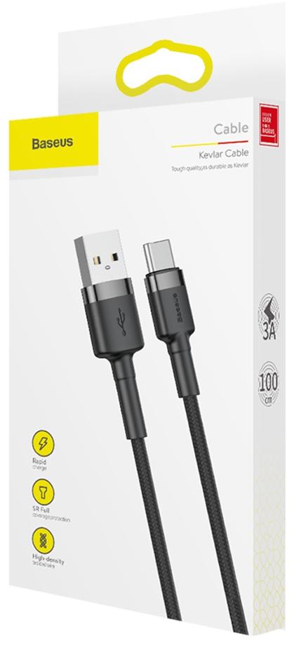 Baseus Cafule Cable wytrzymały nylonowy kabel USB / USB-C QC3.0 3A 1m (CATKLF-B91) - specyfikacja i dane techniczne przewodu: