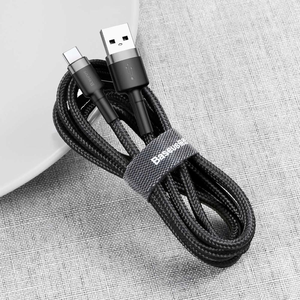 Baseus Cafule Cable USB / USB-C QC3.0 2A 3m - wytrzymały kabel ładujący i synchronizujący w nylonowym oplocie