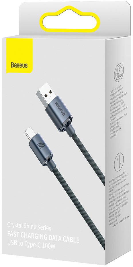Baseus Crystal Shine Series kabel przewód USB do szybkiego ładowania i transferu danych USB-A / USB-C 100W 1,2m czarny (CAJY000401) - specyfikacja: