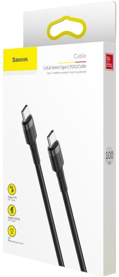 Baseus Cafule Cable USB-C PD / USB-C PD PD 2.0 60W 20V 3A QC3.0 1m - specyfikacja i dane techniczne: