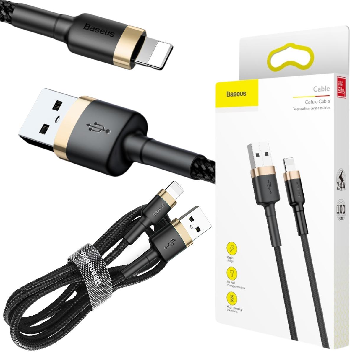 Baseus Cafule Cable wytrzymały nylonowy kabel USB / Lightning QC 3.0 2.4A 1m w oplocie (CALKLF-BV1) - najważniejsze cechy: