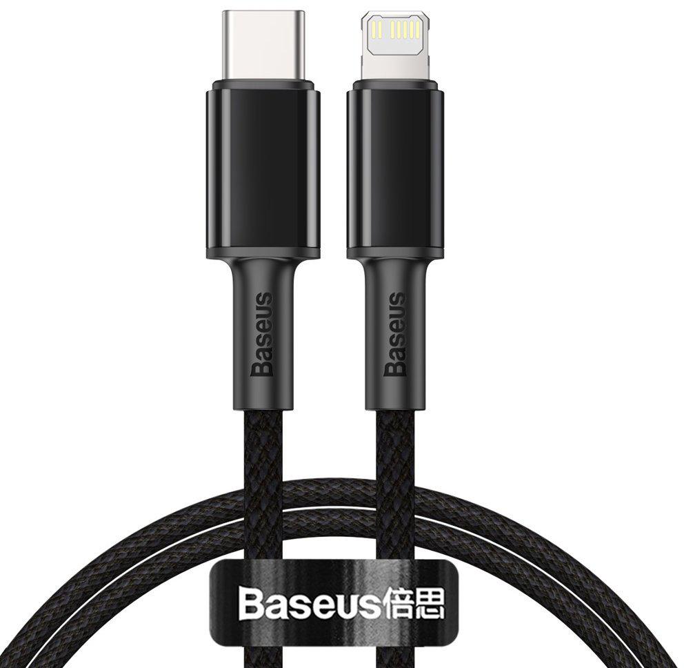KABEL USB-C -* Lightning / iPhone Baseus Cafule CATLGD-01 1m 20W PD Quick Charging CZARNY W OPLOCIE