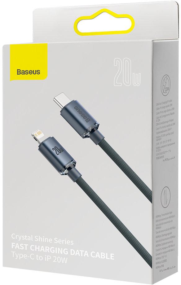 Baseus Crystal Shine Series kabel przewód USB do szybkiego ładowania i transferu danych USB Typ-C / Lightning 20W 2m czarny (CAJY000301) - specyfikacja i dane: